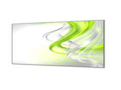 Glasdekor Ochranná deska zeleno bílá vlna abstrakt - Ochranná deska: 60x80cm, Lepení na zeď: S lepením na zeď