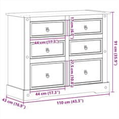 Petromila Komoda Corona 110 x 43 x 91 cm masivní borové dřevo
