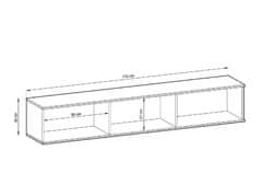 Veneti Televizní stolek REFUGIO - 175 cm, černý mramor / černý