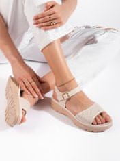 Amiatex Jedinečné dámské hnědé sandály platforma, odstíny hnědé a béžové, 39
