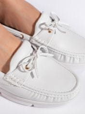 Amiatex Trendy dámské mokasíny bílé bez podpatku + Ponožky Gatta Calzino Strech, bílé, 39