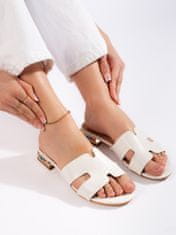 Amiatex Krásné dámské bílé nazouváky bez podpatku + Ponožky Gatta Calzino Strech, bílé, 39