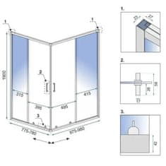 REA Sprchový kout city 80x100 black bez sprchové vaničky (REA-K6449)