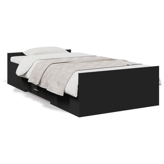 shumee Rám postele se zásuvkami černý 100 x 200 cm kompozitní dřevo