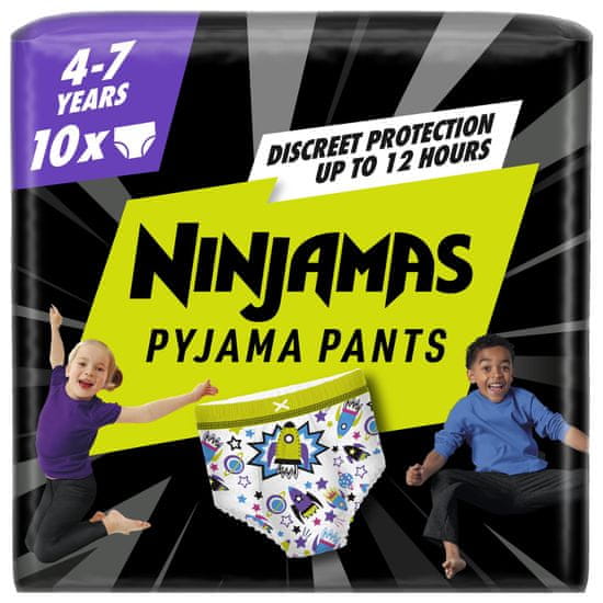 Pampers Ninjamas Pyjama Pants Kosmické lodě, 10 ks, 7 let, 17kg-30kg