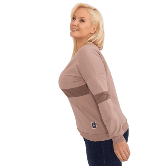 RELEVANCE Dámská halenka plus size s výstřihem do V tmavě béžová RV-BZ-9114.33X_407179