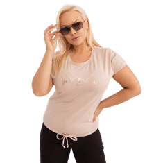 RELEVANCE Dámská halenka plus size s nápisem béžová RV-TS-9478.60_407510 Univerzální