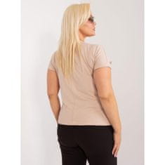 RELEVANCE Dámská halenka plus size s nápisem béžová RV-TS-9478.60_407510 Univerzální