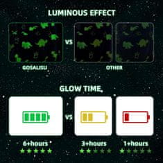 Magická deka, která svítí ve tmě, s motivem dinosaurů, mimořádně měkká a teplá, modré barvy, svítící deka je skvělý nápad na dárek, 150x100 cm, LuminousBlanket-dinosauři