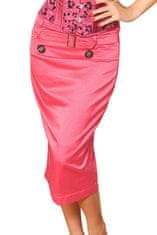 OEM GORGE Dámská letní sukně s páskem a podšívkou zdobená knoflíky růžová - Růžová - OEM M