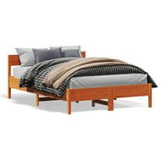 shumee Rám postele s čelem voskově hnědý 135 x 190 cm masivní borovice