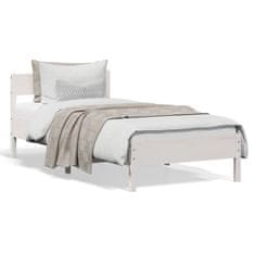shumee Rám postele s čelem bílý 100 x 200 cm masivní borové dřevo