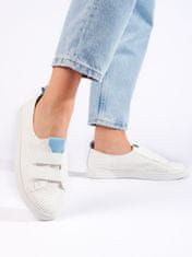 Amiatex Pohodlné dámské bílé tenisky bez podpatku + Ponožky Gatta Calzino Strech, bílé, 40
