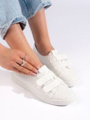 Amiatex Komfortní tenisky dámské bílé bez podpatku + Ponožky Gatta Calzino Strech, bílé, 39