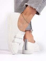 Amiatex Módní tenisky dámské bílé bez podpatku + Ponožky Gatta Calzino Strech, bílé, 38
