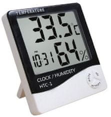 ISO LCD elektronický teploměr a vlhkoměr, hodiny, budík, 3466
