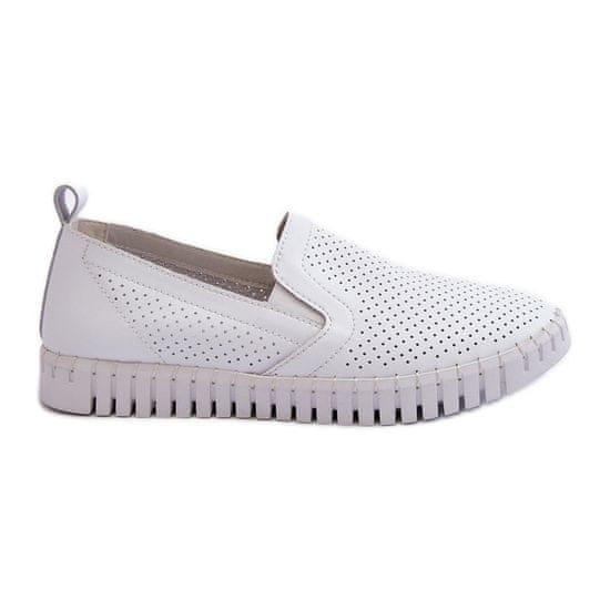 Vinceza Dámské kožené polobotky Slip-on s prolamovaným vzorem