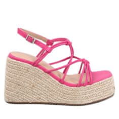 Fuchsiové sandály espadrille na platformách velikost 40