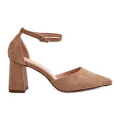 Špičaté lodičky Stiletto Suede Beige velikost 40