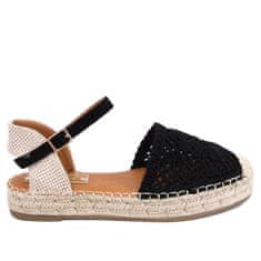 Ažurové sandály espadrille Black velikost 40