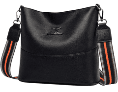 Camerazar Dámská prostorná taška přes rameno, černá ekologická kůže, 25x23 cm