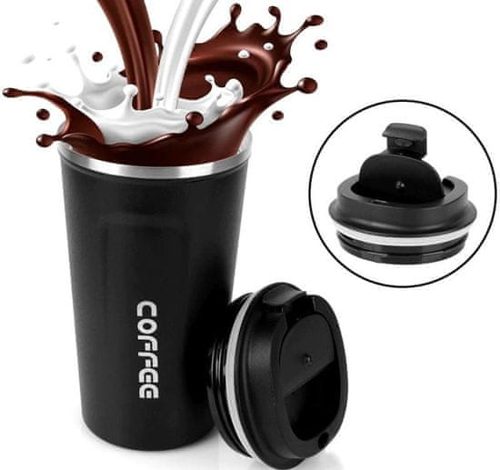 Camerazar Termoska na kávu COFFEE airtight, chirurgická ocel a pevný plast, 510 ml, 17 cm výška