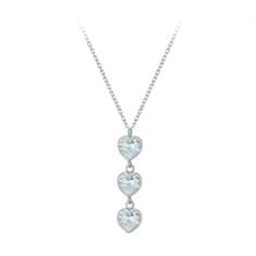 Flor de Cristal Stříbrný náhrdelník se srdcem a zirkony - bílý