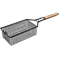 Vaggan BBQ Nerezový grilovací rošt BBQ s dřevěnou rukojetí, 49 cm