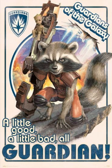 CurePink Plakát Marvel|Guardians Of The Galaxy|Strážci Galaxie: Rocket & Baby Groot (61 x 91,5 cm) 150 g