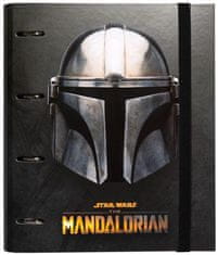 CurePink Kroužkový pořadač se spojovací svorkou Star Wars|Hvězdné války: The Mandalorian (28 x 32 x 4 cm)