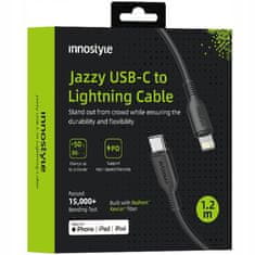 Innostyle Innostyle Jazzy Usb-C Lightning Mfi Rychlonabíjecí Kabel Pro Iphone Kevlar 1M Černý