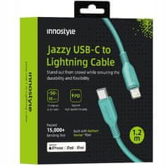 Innostyle Innostyle Jazzy Usb-C Lightning Mfi Rychlonabíjecí Kabel Pro Iphone Kevlar 1M Zelený