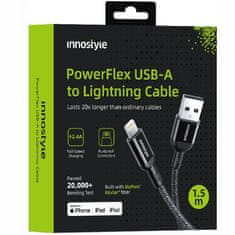 Innostyle Innostyle Powerflex Usb Lightning Mfi Rychlonabíjecí Kabel Pro Iphone Kevlar 2M Černý