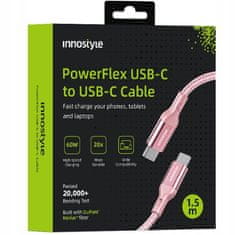 Innostyle Innostyle Powerflex Usb-C Rychlonabíjecí Kabel Pro Iphone Samsung 3A 60W Kevlar 2M Růžový