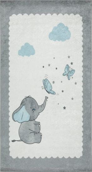 Eurofirany Dětský koberec BABY1 80x150 Eurofirany cream ash blue elephant