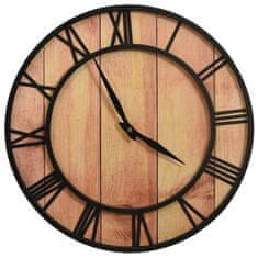 Vidaxl 325172 Wall Clock 39 cm Brown and Black MDF and Iron