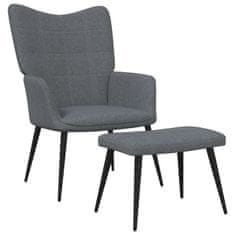 Vidaxl Relaxační židle se stoličkou tmavě šedá textil