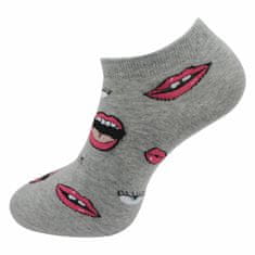 Dámské kotníkové ponožky s potiskem pusinek - šedé barvy 9001462-7 Velikost ponožek: 38-41