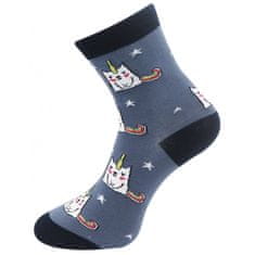 Dámské ponožky s potiskem UNICORN CAT NP6322 - tmavě modré barvy 9001482-2 Velikost ponožek: 38-41