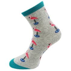 Dámské ponožky s potiskem plameňáka NPC3711 - šedé barvy 9001479-3 Velikost ponožek: 38-41