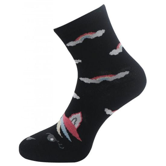 Dámské ponožky s potiskem jednorožce NP3709 - černé barvy 9001477 Velikost ponožek: 35-38