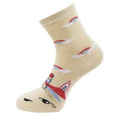 Dámské ponožky s potiskem jednorožce - béžové barvy 9001477-4 Velikost ponožek: 38-41