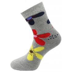 Dámské froté ponožky s potiskem květin NV8868 - šedé barvy 9001486-3 Velikost ponožek: 35-38