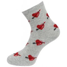 Dámské ponožky s potiskem srdce se šípem NZP9096 a lesklou nití- šedé barvy 9001489-4 Velikost ponožek: 38-41