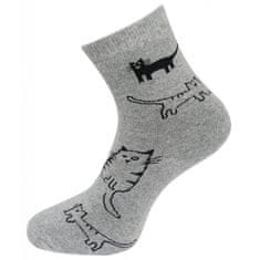 Dámské froté ponožky s potiskem koček NV8859- šedé barvy 9001487-2 Velikost ponožek: 38-41