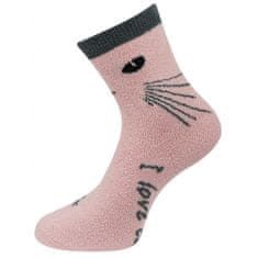 Dámské chlupaté termo ponožky s kočkami NB8917, růžovo-šedé barvy 9001502-6 Velikost ponožek: 35-38