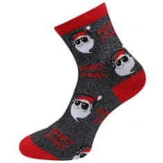 Vánoční dámské ponožky SN9385, santa MERRY X-MAS s lesklou nití - černé barvy 9001504-3 Velikost ponožek: 35-38