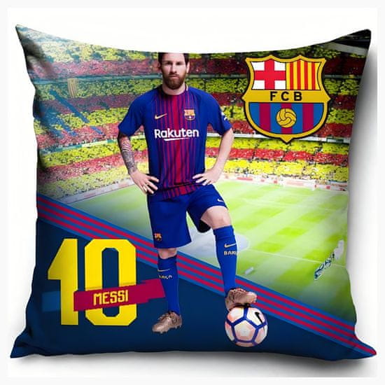 FotbalFans Polštářek FC Barcelona, foto Messi, 40x40 cm
