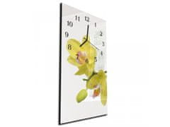 Glasdekor Nástěnné hodiny květ žlutá orchidej 30x60cm - Materiál: kalené sklo