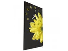 Glasdekor Nástěnné hodiny květ žlutá gerbera 30x60cm - Materiál: kalené sklo